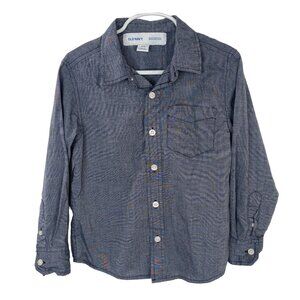 Old Navy Boys XS 5 Blue Button Down Built In Flex Long Sleeve Shirt